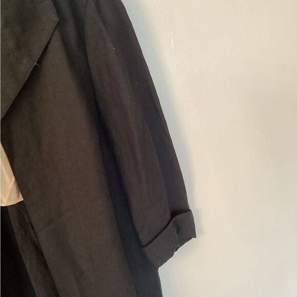 COLDWATER CREEK SIZE 10 BLACK 100% LINEN OPEN LONGLINE BLAZER - Picture 5 of 8